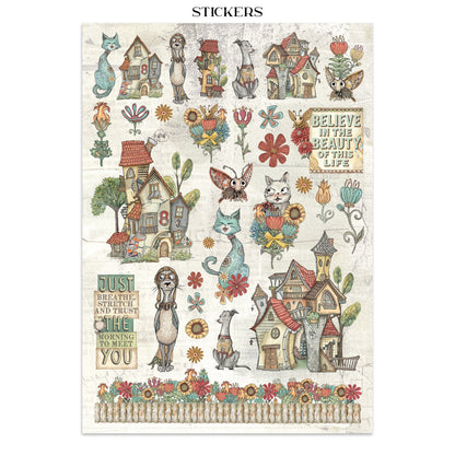 Stamperia Furry Friends Junk Journal Stickers, Backgrounds, Cut-Outs