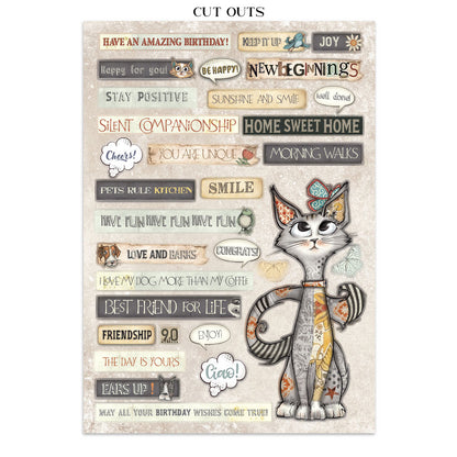 Stamperia Furry Friends Junk Journal Stickers, Backgrounds, Cut-Outs