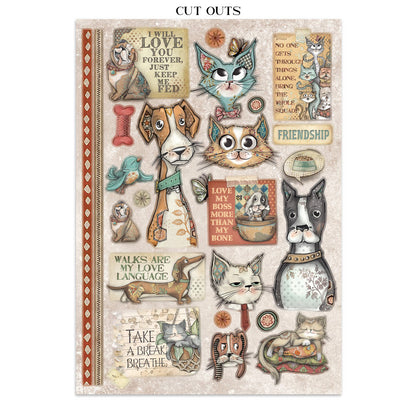 Stamperia Furry Friends Junk Journal Stickers, Backgrounds, Cut-Outs