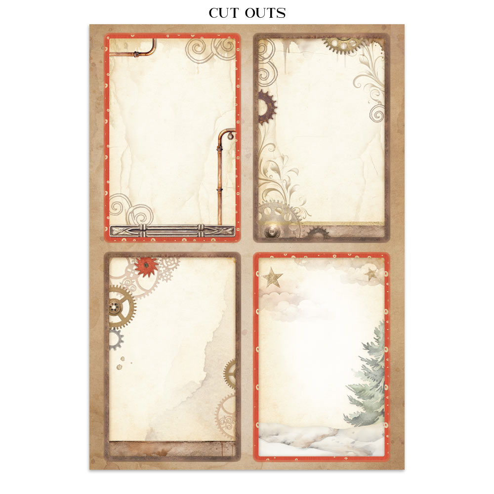 Stamperia Gear up for Christmas Junk Journal Stickers, Backgrounds, Cut-Outs