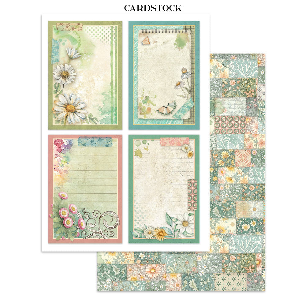 Stamperia Daisy Art Junk Journal Stickers, Backgrounds, Cut-Outs