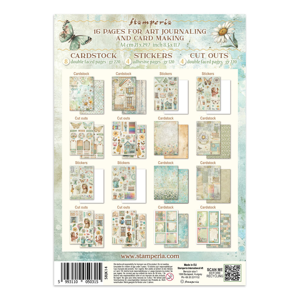 Stamperia Daisy Art Junk Journal Stickers, Backgrounds, Cut-Outs