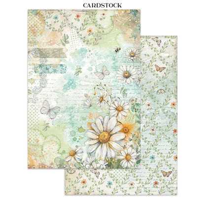 Stamperia Daisy Art Junk Journal Stickers, Backgrounds, Cut-Outs