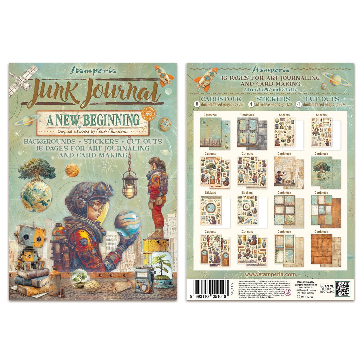 Stamperia A New Beginning Junk Journal Stickers, Backgrounds, Cut-Outs