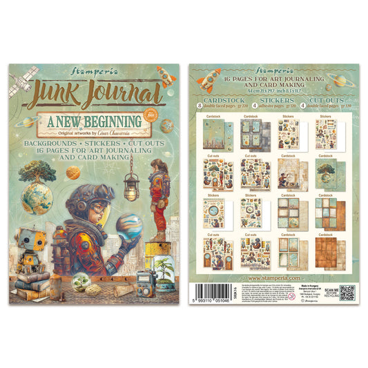 Stamperia A New Beginning Junk Journal Stickers, Backgrounds, Cut-Outs
