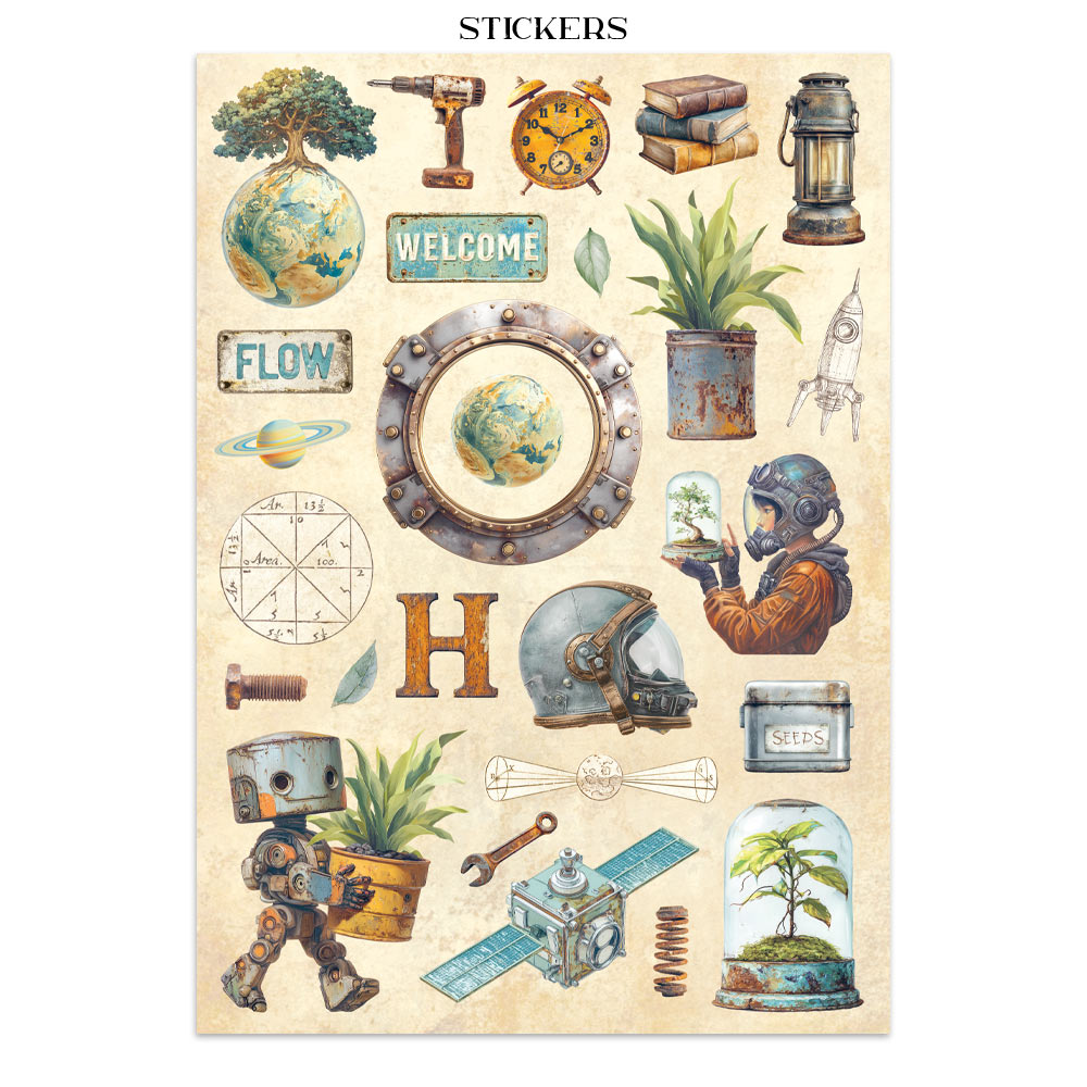 Stamperia A New Beginning Junk Journal Stickers, Backgrounds, Cut-Outs