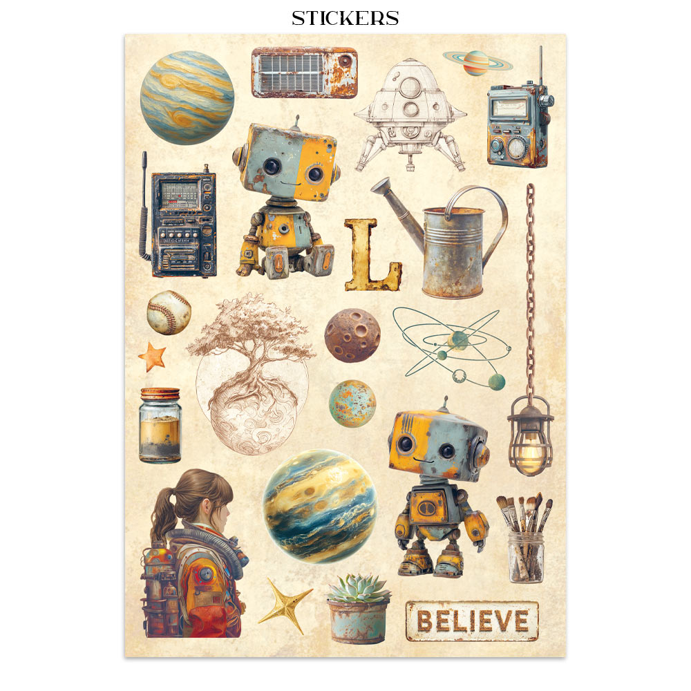Stamperia A New Beginning Junk Journal Stickers, Backgrounds, Cut-Outs