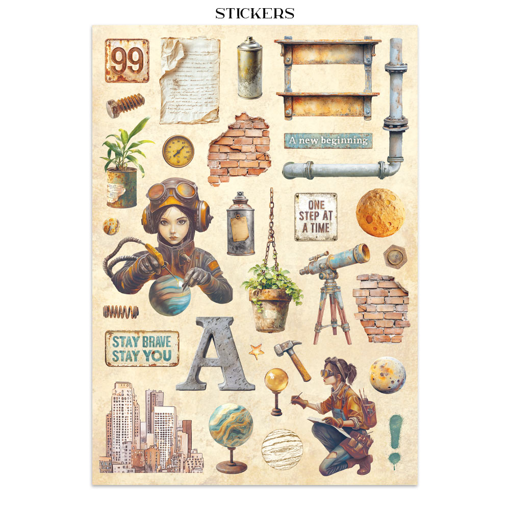 Stamperia A New Beginning Junk Journal Stickers, Backgrounds, Cut-Outs