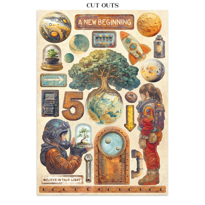 Stamperia A New Beginning Junk Journal Stickers, Backgrounds, Cut-Outs