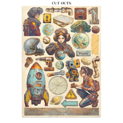Stamperia A New Beginning Junk Journal Stickers, Backgrounds, Cut-Outs