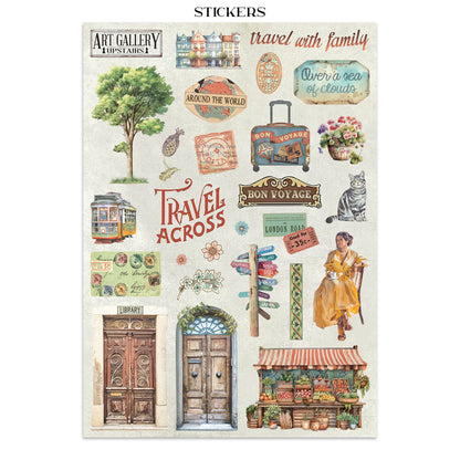 Stamperia Art of Travelling Junk Journal Stickers, Backgrounds, Cut-Outs