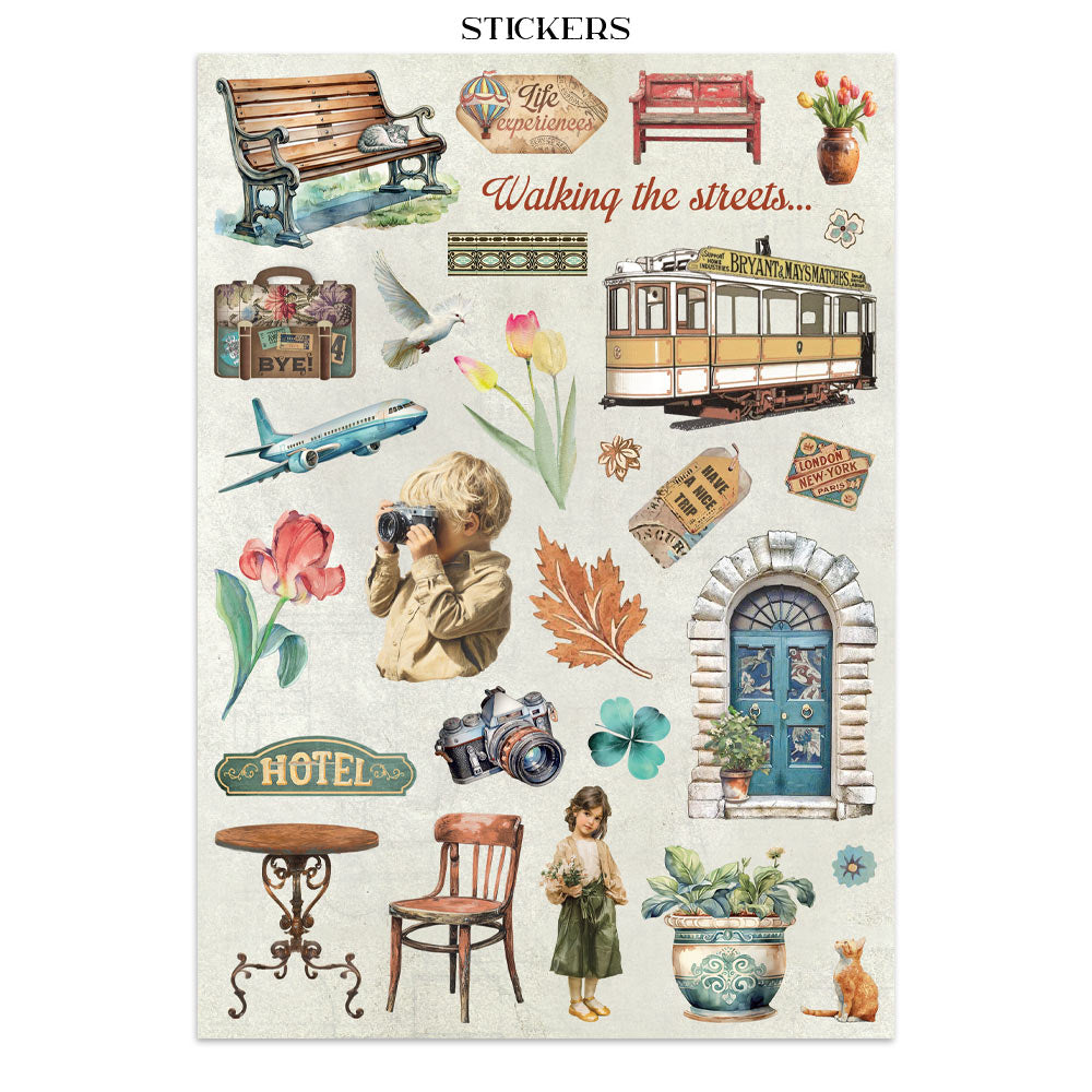 Stamperia Art of Travelling Junk Journal Stickers, Backgrounds, Cut-Outs