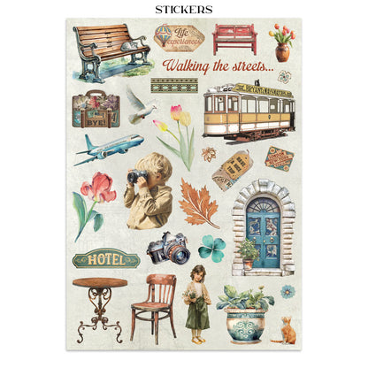 Stamperia Art of Travelling Junk Journal Stickers, Backgrounds, Cut-Outs