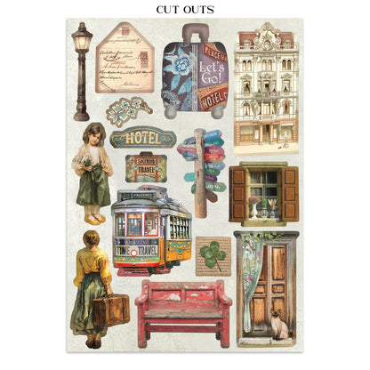 Stamperia Art of Travelling Junk Journal Stickers, Backgrounds, Cut-Outs