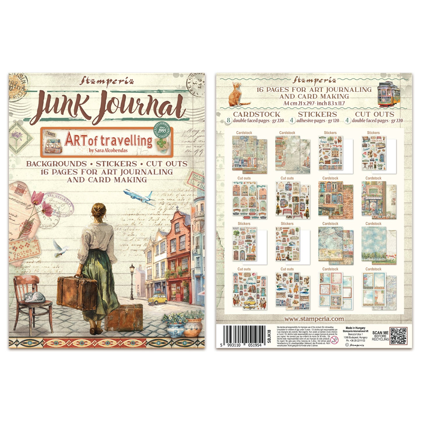 Stamperia Art of Travelling Junk Journal Stickers, Backgrounds, Cut-Outs