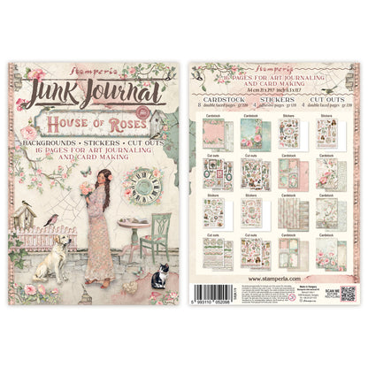 Stamperia House of Roses Junk Journal Stickers, Backgrounds, Cut-Outs (SBJK19)