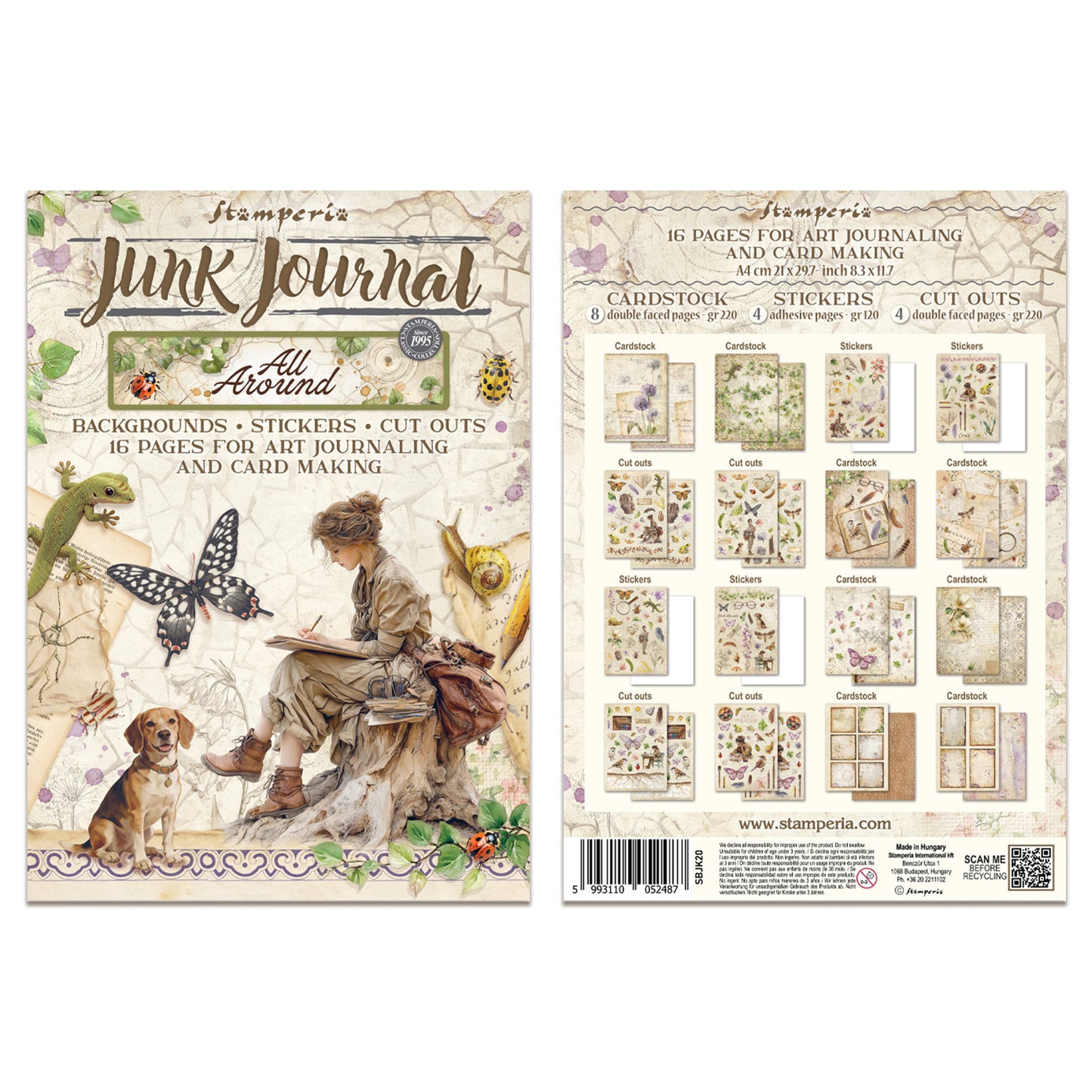 Stamperia All Around Junk Journal Stickers, Backgrounds, Cut-Outs