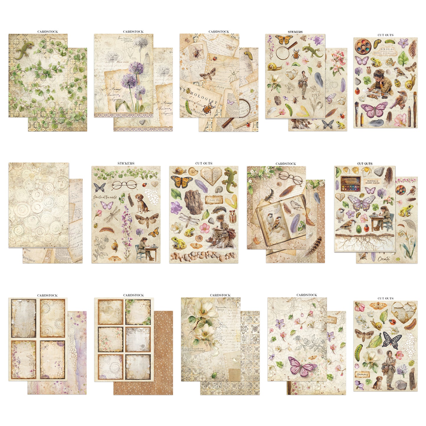 Stamperia All Around Junk Journal Stickers, Backgrounds, Cut-Outs
