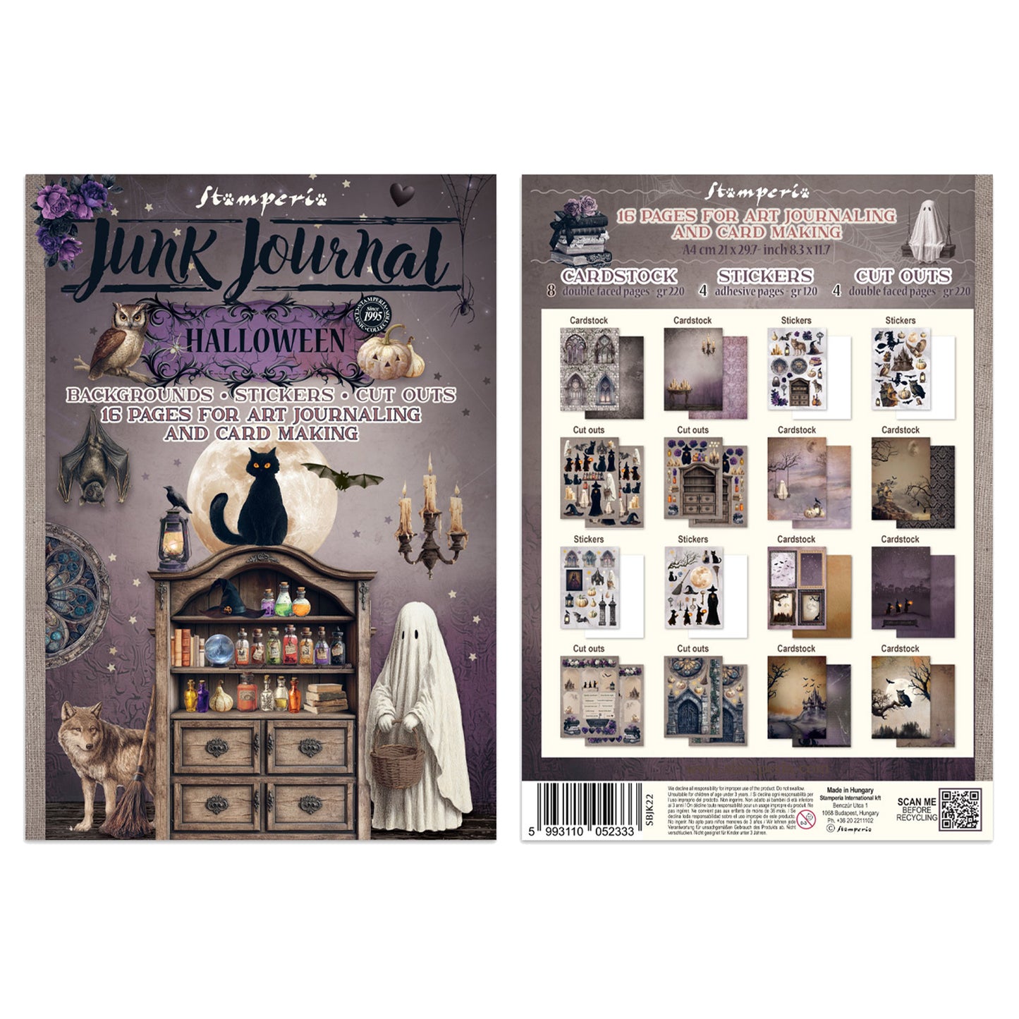 Stamperia Halloween Junk Journal Stickers, Backgrounds, Cut-Outs by Vicky Papaioannou