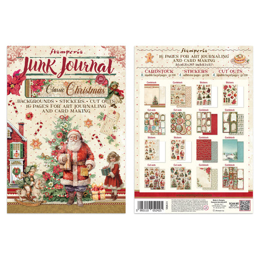 Stamperia Classic Christmas Junk Journal Stickers, Backgrounds, Cut-Outs