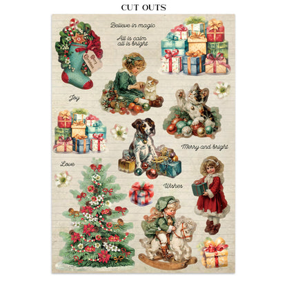 Stamperia Classic Christmas Junk Journal Stickers, Backgrounds, Cut-Outs
