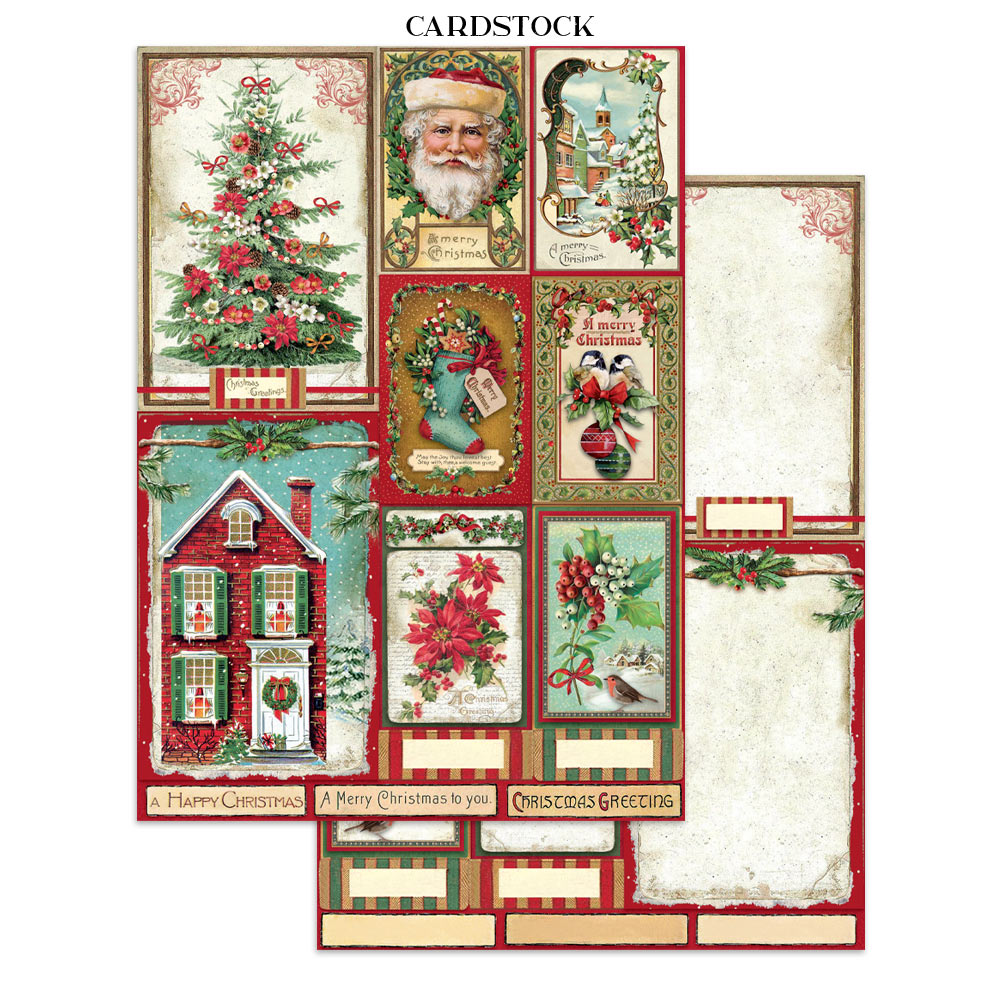 Stamperia Classic Christmas Junk Journal Stickers, Backgrounds, Cut-Outs