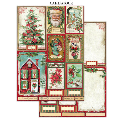 Stamperia Classic Christmas Junk Journal Stickers, Backgrounds, Cut-Outs