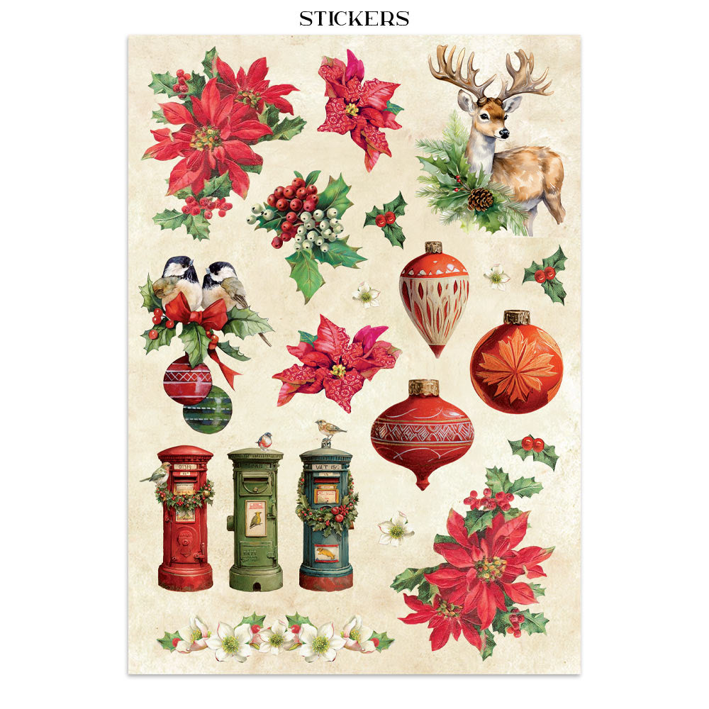 Stamperia Classic Christmas Junk Journal Stickers, Backgrounds, Cut-Outs