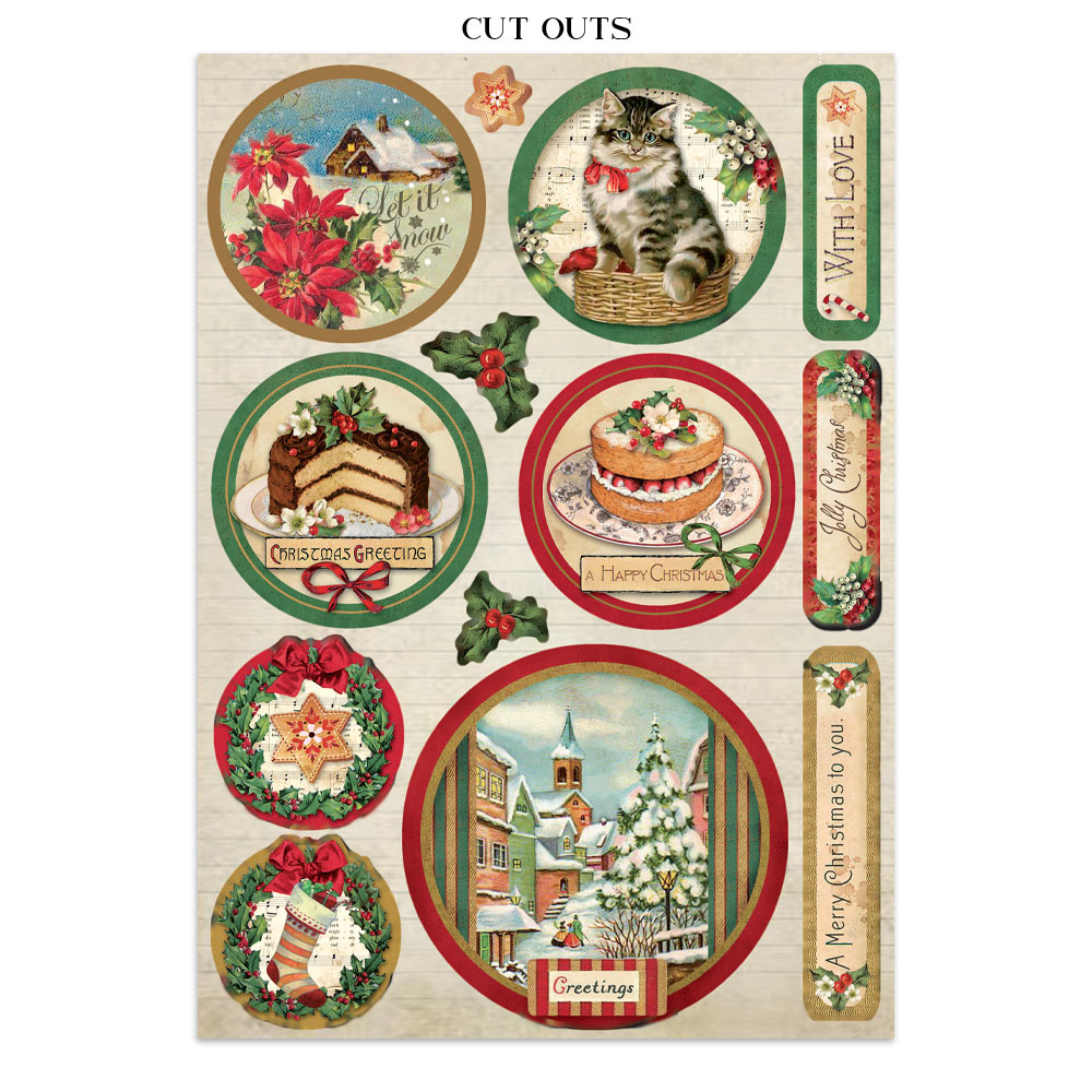 Stamperia Classic Christmas Junk Journal Stickers, Backgrounds, Cut-Outs