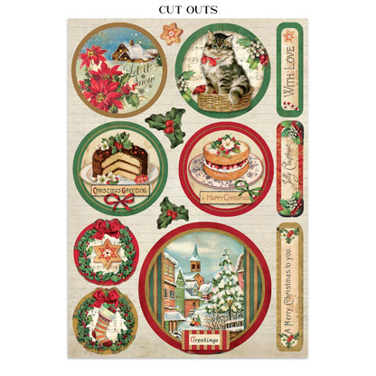 Stamperia Classic Christmas Junk Journal Stickers, Backgrounds, Cut-Outs