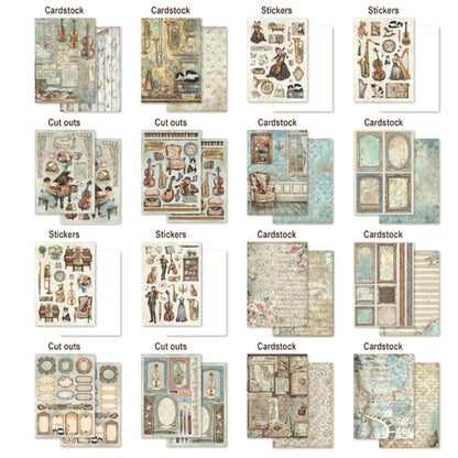 Stamperia Symphony Junk Journal Stickers, Backgrounds, Cut-Outs by Sara Alcobendas