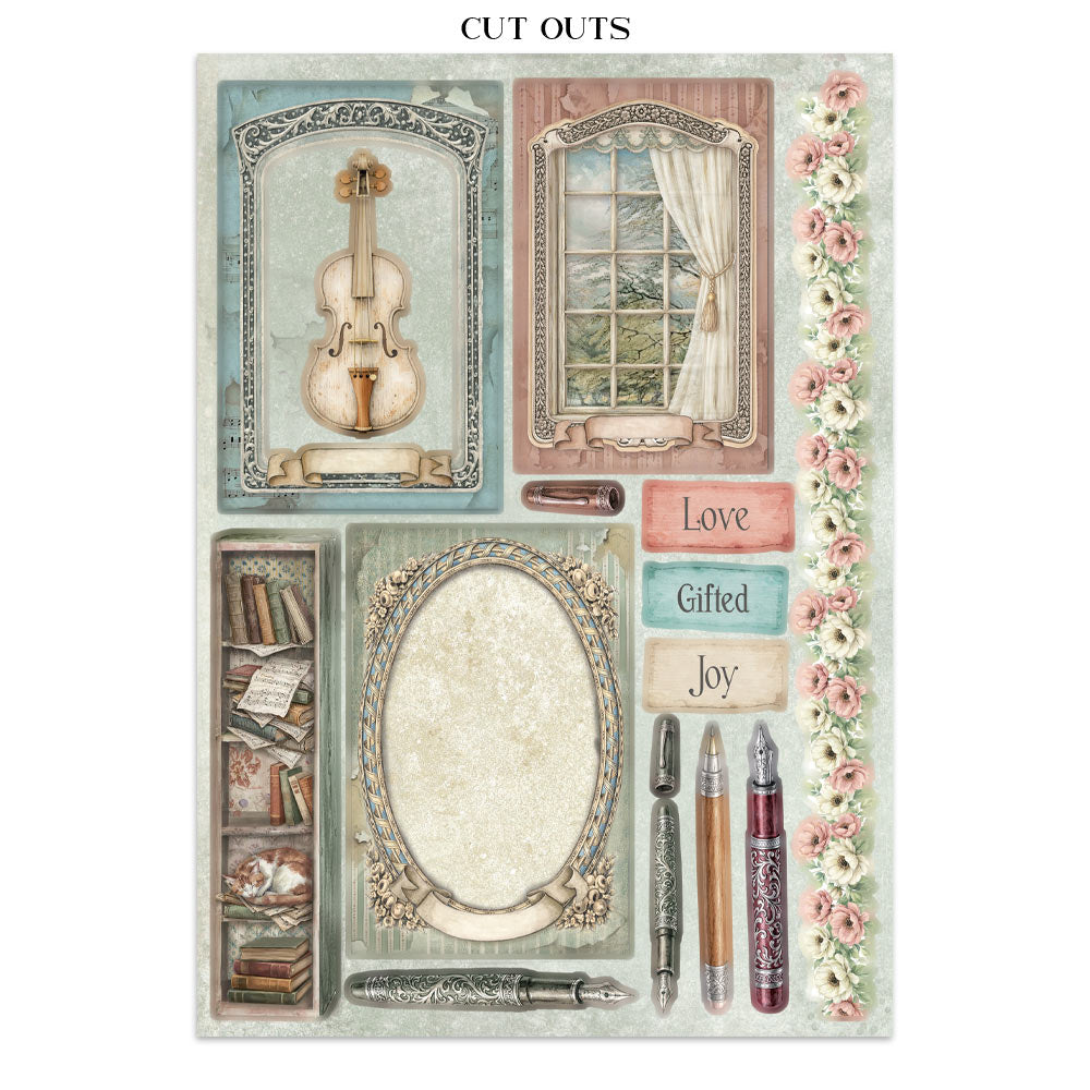 Stamperia Symphony Junk Journal Stickers, Backgrounds, Cut-Outs by Sara Alcobendas