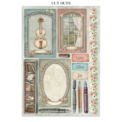 Stamperia Symphony Junk Journal Stickers, Backgrounds, Cut-Outs by Sara Alcobendas