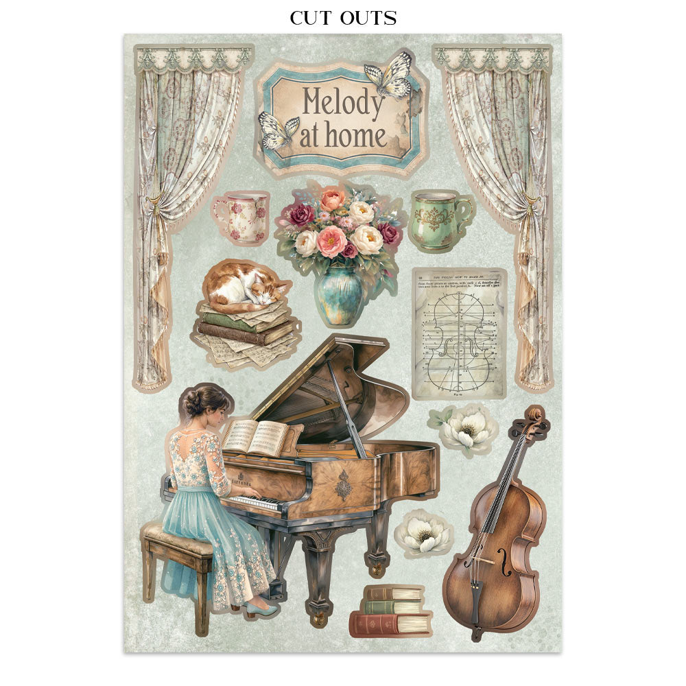 Stamperia Symphony Junk Journal Stickers, Backgrounds, Cut-Outs by Sara Alcobendas