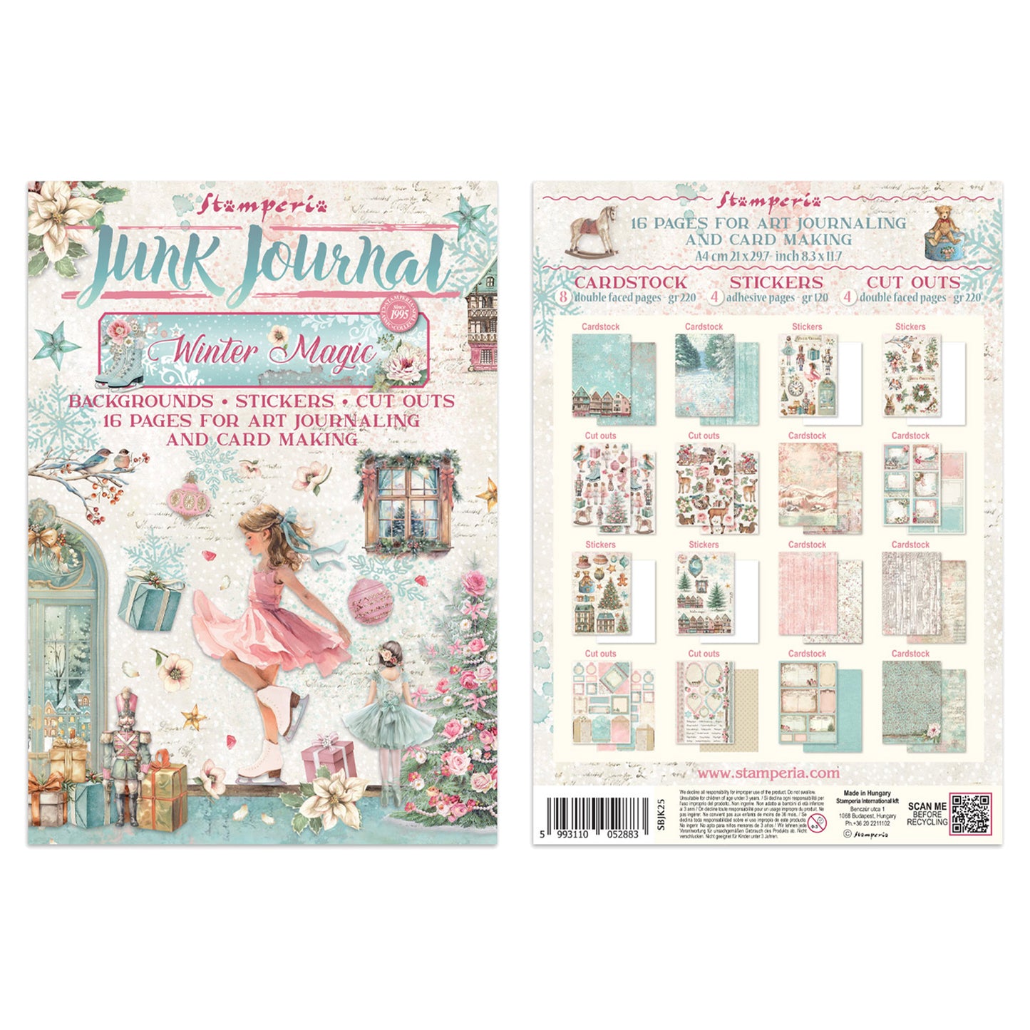 Stamperia Winter Magic Junk Journal Stickers, Backgrounds, Cut-Outs