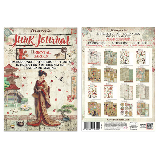 Stamperia Oriental Garden Junk Journal Stickers, Backgrounds, Cut-Outs