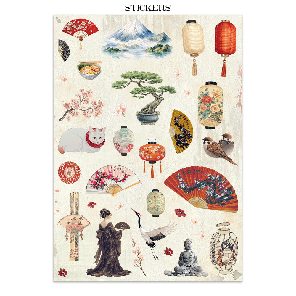 Stamperia Oriental Garden Junk Journal Stickers, Backgrounds, Cut-Outs