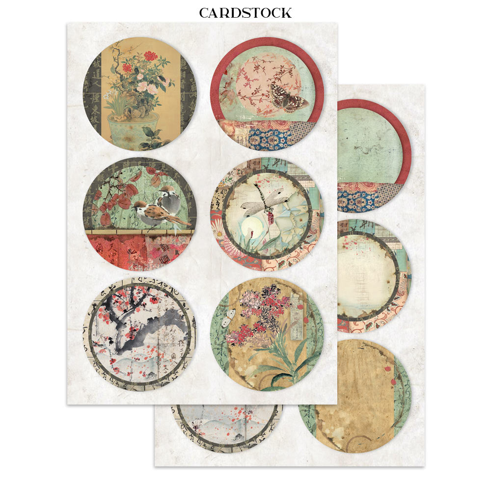 Stamperia Oriental Garden Junk Journal Stickers, Backgrounds, Cut-Outs
