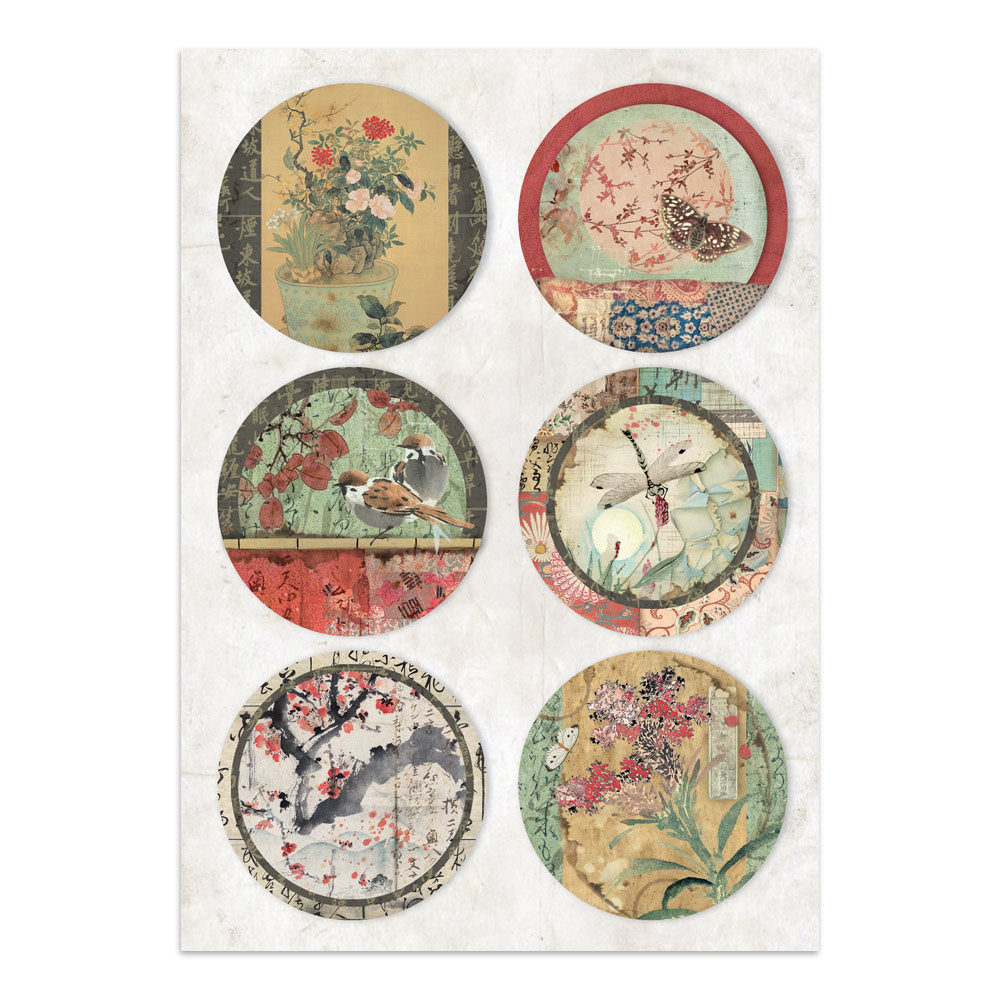Stamperia Oriental Garden Junk Journal Stickers, Backgrounds, Cut-Outs