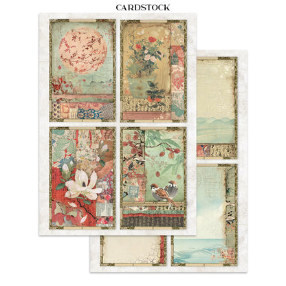 Stamperia Oriental Garden Junk Journal Stickers, Backgrounds, Cut-Outs