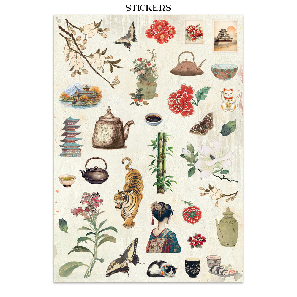 Stamperia Oriental Garden Junk Journal Stickers, Backgrounds, Cut-Outs