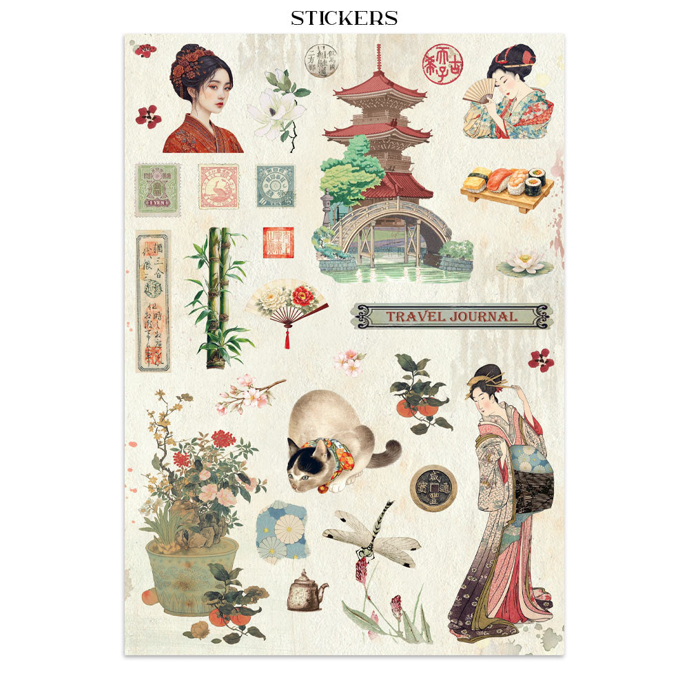 Stamperia Oriental Garden Junk Journal Stickers, Backgrounds, Cut-Outs