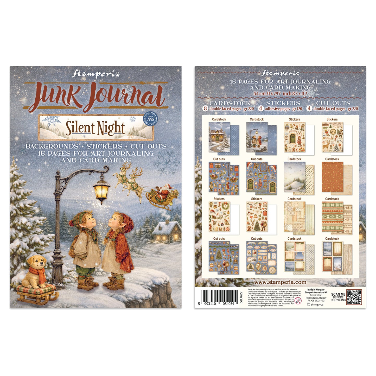 Stamperia Silent Night Junk Journal Stickers, Backgrounds, Cut-Outs