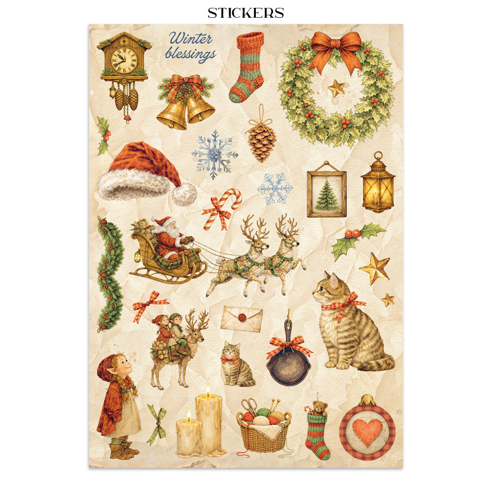 Stamperia Silent Night Junk Journal Stickers, Backgrounds, Cut-Outs