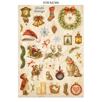 Stamperia Silent Night Junk Journal Stickers, Backgrounds, Cut-Outs