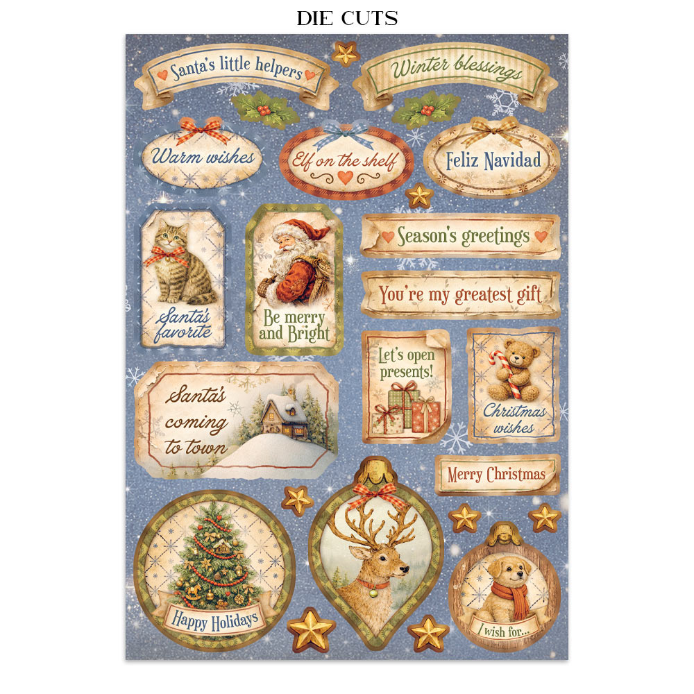 Stamperia Silent Night Junk Journal Stickers, Backgrounds, Cut-Outs