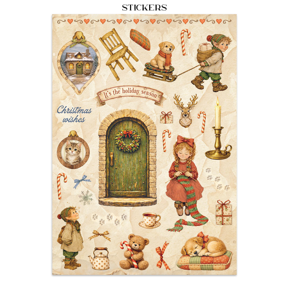 Stamperia Silent Night Junk Journal Stickers, Backgrounds, Cut-Outs