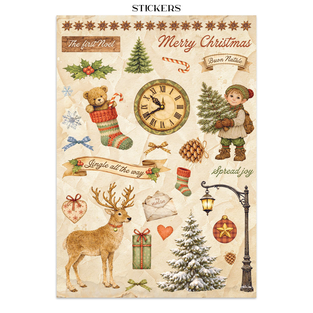 Stamperia Silent Night Junk Journal Stickers, Backgrounds, Cut-Outs