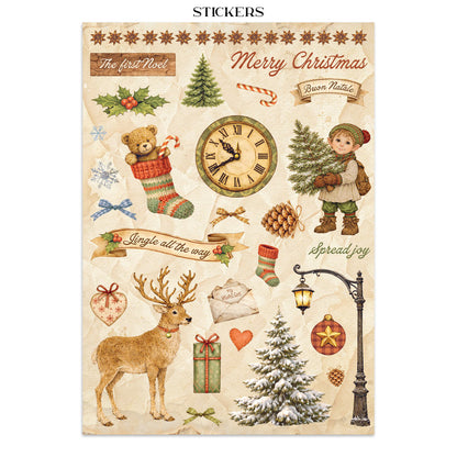 Stamperia Silent Night Junk Journal Stickers, Backgrounds, Cut-Outs