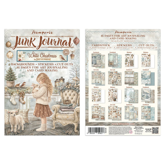 Stamperia White Christmas Junk Journal Stickers, Backgrounds, Cut-Outs by Cristina Radovan